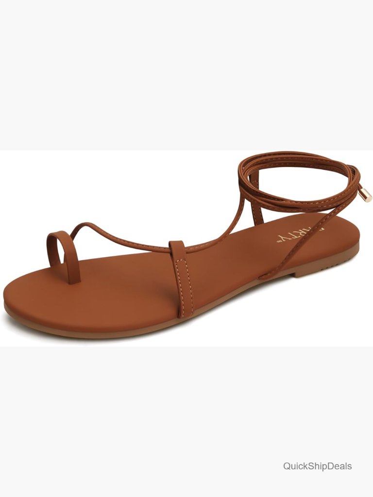 Strappy Lace Up Sandals With Memory Foam Insole